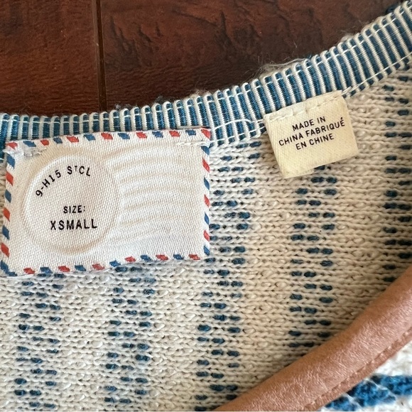 ANTHROPOLOGIE Postmark Sapony Striped Tunic Blue White Faux Leather Size XS - Picture 8 of 12